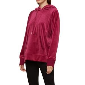 Juicy Couture Black Label M Oversized Luxe Velour Hooded Pullover Dark Crimson